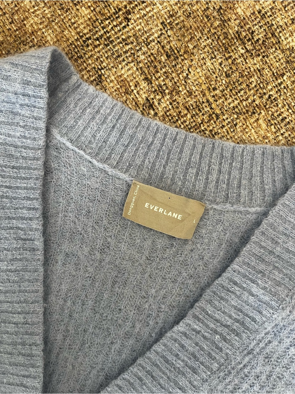 Everlane Sky Blue V-Neck Button Cardigan Alpaca Wool L - Picture 4 of 5